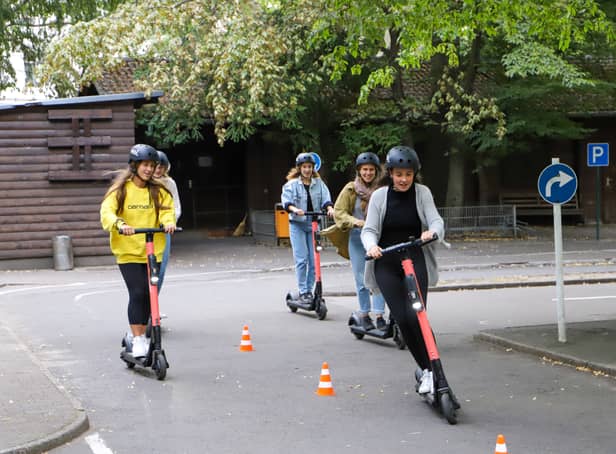 <p>A Voi e-scooter safety event.</p>