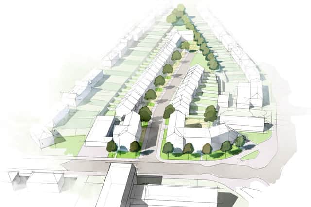 A drawing of how the 47-home development could look behind Broad Plain House in Knowle West