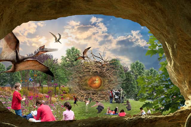The proposed ‘augmented reality’ zoo, featuring a 100ft viewing platform over Clifton and a massive park space. 
