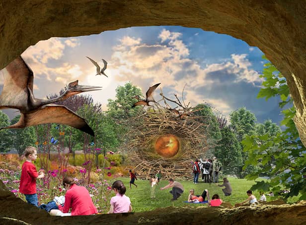 <p>The proposed ‘augmented reality’ zoo, featuring a 100ft viewing platform over Clifton and a massive park space. </p>
