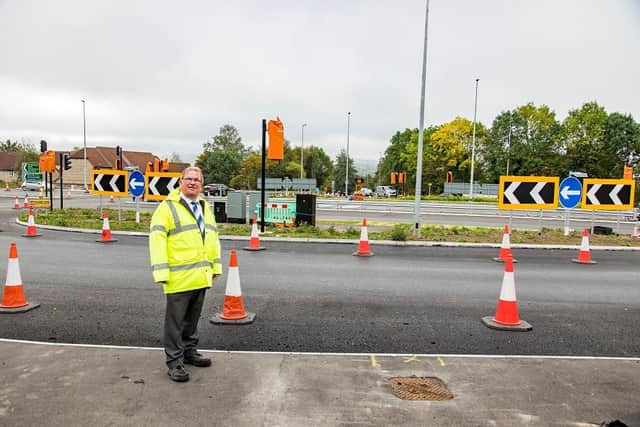 Councillor Steve Reade newly-opened Wraxall Road roundabout which has been branded ‘dangerous’
