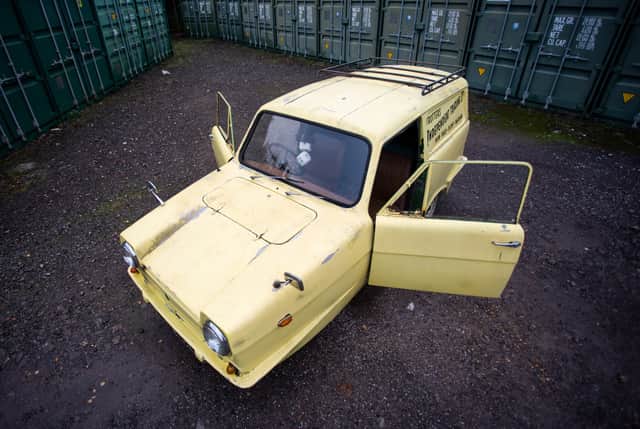 Items include the 1973 Reliant Regal Supervan III - signed by David Jason.