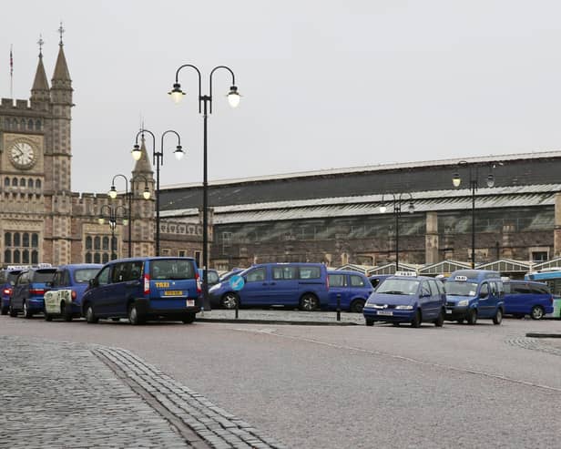 The taxi driver, referred only as MSA, has been stripped of his licence following the incident. Stock image of taxis at Bristol Temple Meads.