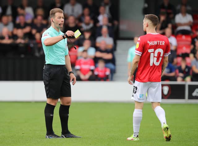One of Joey Barton’s former Fleetwood players Ash Hunter was given a red card. (Photo by Pete Norton/Getty Images)