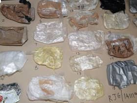 At least 38 bagged 1kg blocks of cocaine were discovered in Aaron Jefferies Jaguar