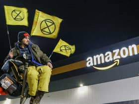 Extinction Rebellion activists are protesting out Amazon’s fulfilment centre in Avonmouth