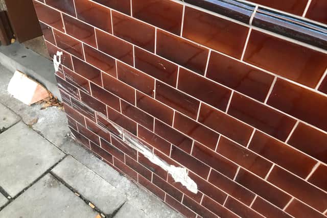 In July a car lost control and skimmed across the front of the building damaging tiles and paintwork. 