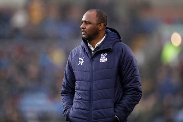 Crystal Palace manager Patrick Viera was a player Bakinson closely watched. (Photo by Lewis Storey/Getty Images)