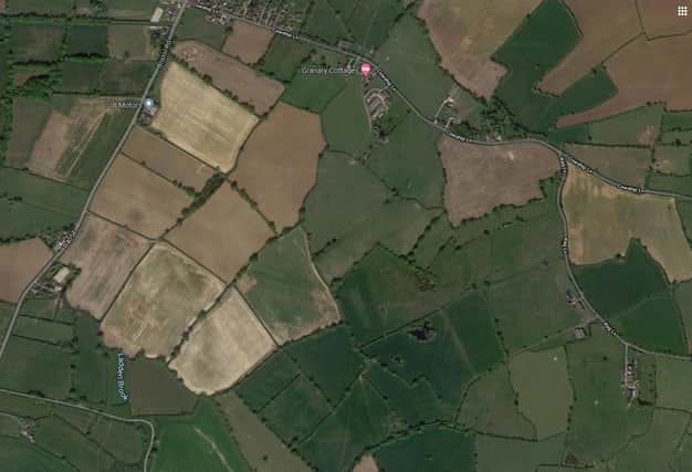 A satellite view of the proposed solar farm site near Wickwar