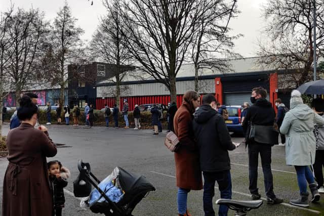 More than a thousand people have formed a queue for a booster jab at Bristol Rapid Testing Centre