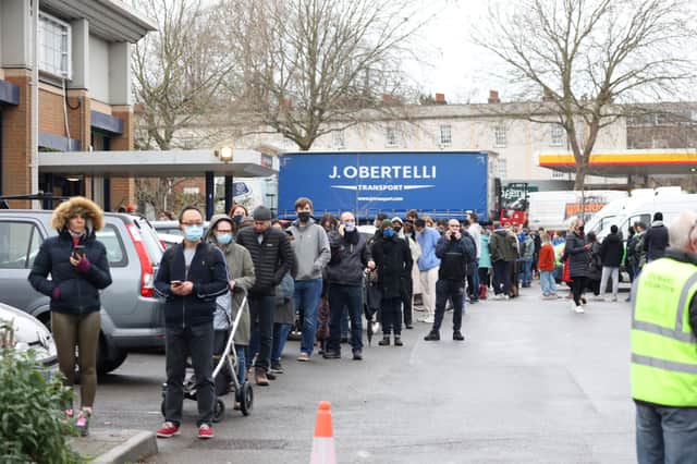 <p>People have been rushing to get the booster jab before Christmas, with more than 1,000 queuing at Bristol Rapid Testing Centre on Tuesday </p>