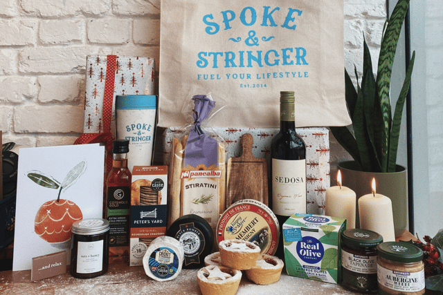Plenty to feast the eyes on in this cheese and wine hamper by Spoke and Stringer