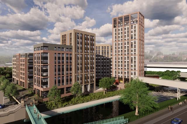 Blocks of student accommodation up to 17 storeys high will sit at the St Philip\’s Causeway end of the Silverthorne Lane development. View from Feeder Road.