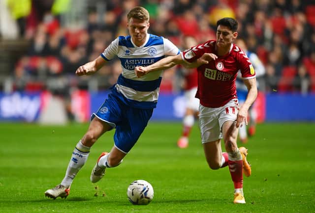 QPR’s Rob Dickie battles for possession with Bristol City’s Callum O’Dowda during his team’s victory at Ashton Gate