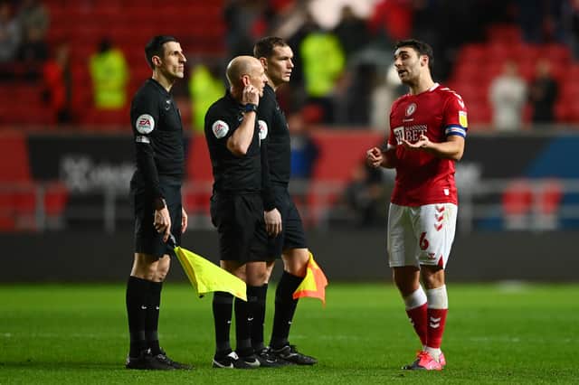 Nigel Pearson was critical of the referee following his side’s defeat to QPR. Here Matthew James talks to the officials on the final whistle