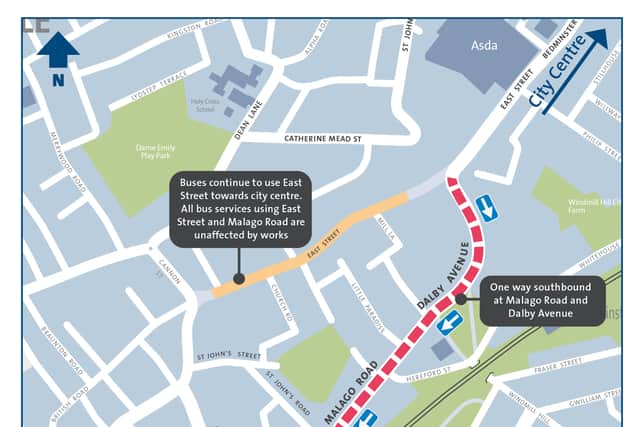 A map of the road changes in Bedminster Green as major works to transform the area begin.