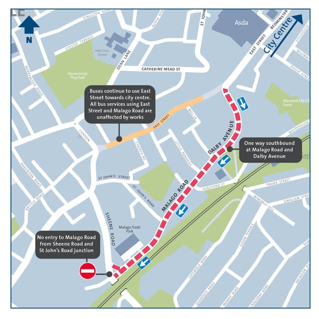 A map of the road changes in Bedminster Green as major works to transform the area begin.