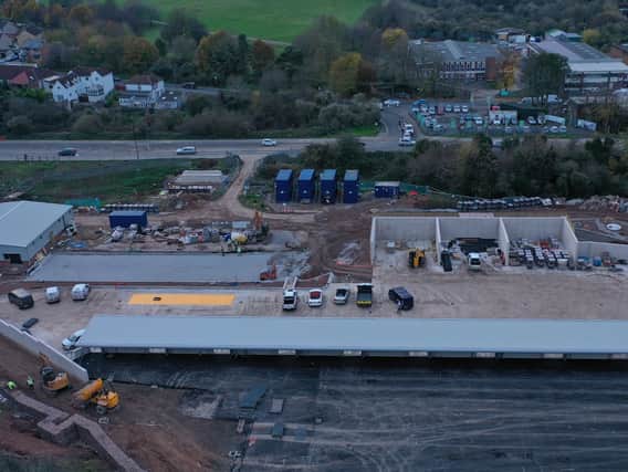 Aerial image showing construction on the new Hartcliffe Reuse and Recycling Centre