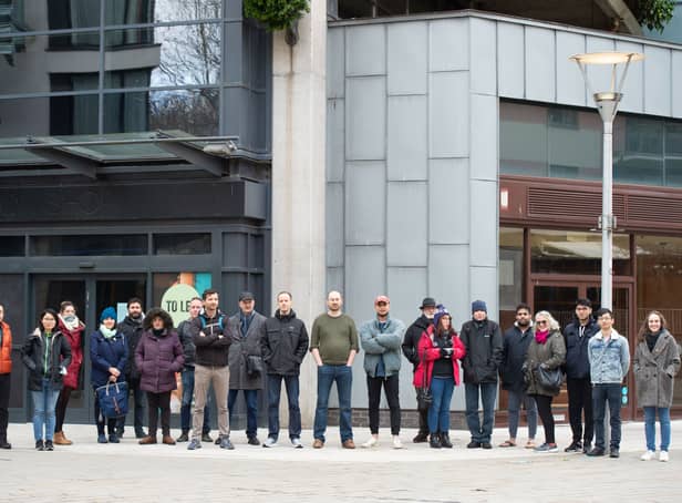 <p>Residents stand united as they are campaigning against a late night Brewdog at a former Costa Coffee chain in Millennium Promenade in Bristol.</p>