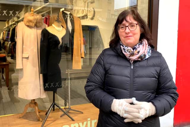 Vivienne Kennedy, manager of the Bristol Business Improvement District, outside the Clothing Exchange on Broadmead.