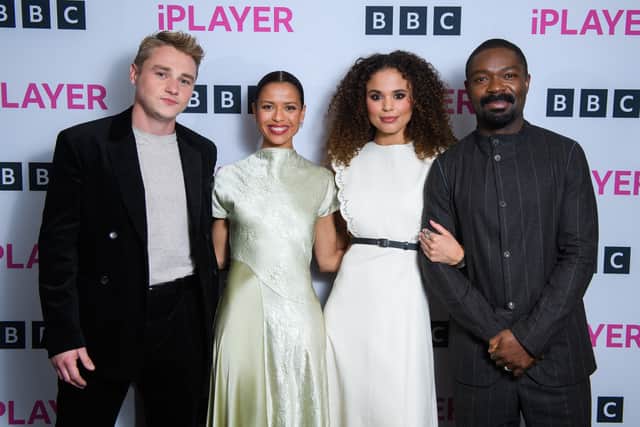The Girl Before features scenes in Redland and Queen Square. Ben Hardy, Gugu Mbatha-Raw, Jessica Plummer and David Oyelowo at the premiere in December