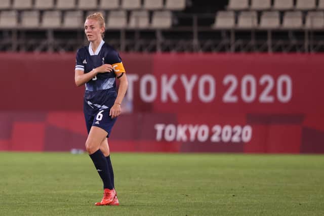 Sophie Ingle represented and captained Great Britain at the Tokyo Olympics. (Photo by Atsushi Tomura/Getty Images)