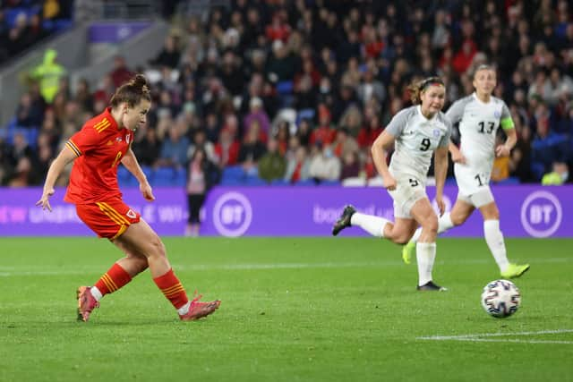 Angharad James has become a regular figure in the Welsh national team. (Photo by Naomi Baker/Getty Images)