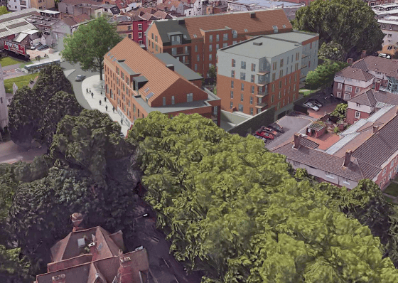 An artist’s impression of what the apartment block in Bristol’s Old Market Conservation Area could look like.