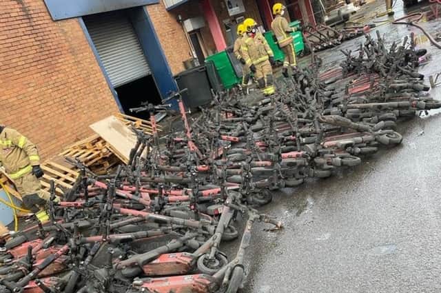 More than 200 Voi e-scooters were damaged at a warehouse blaze in Brislington on January 1.