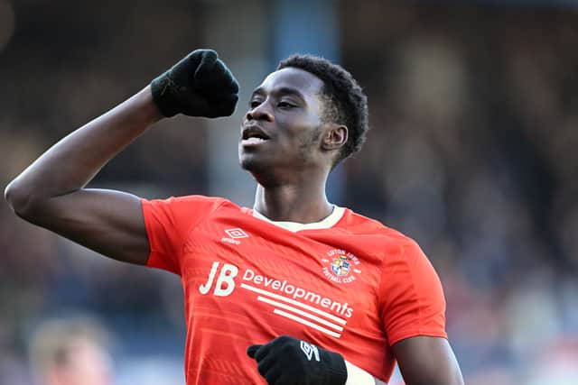 Luton’s top scorer Elijah Adebayo is a fitness doubt for tomorrow’s game. (Photo by Clive Mason/Getty Images)