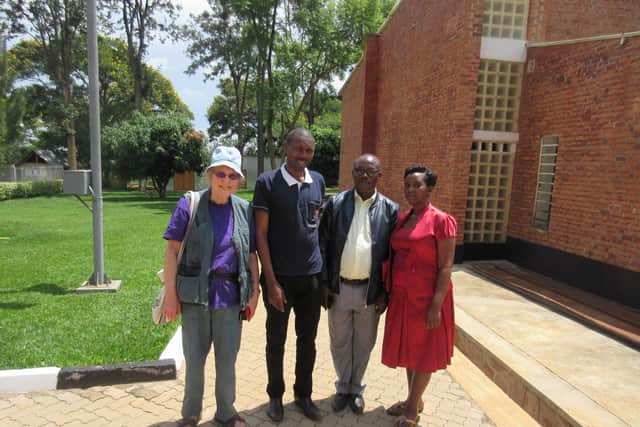 Marian (Left) in Rwanda, visiting Nyamata Genocide Memorial 