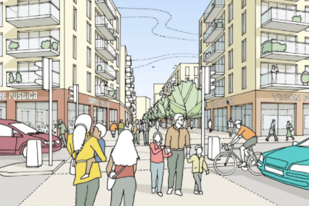 An artist’s impression of what the new ‘mixed-use neighbourhood’ in Knowle could look like.
