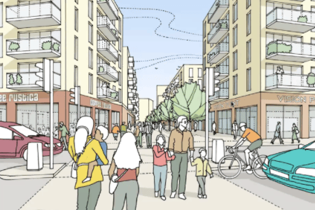 An artist’s impression of what the new ‘mixed-use neighbourhood’ in Knowle could look like.
