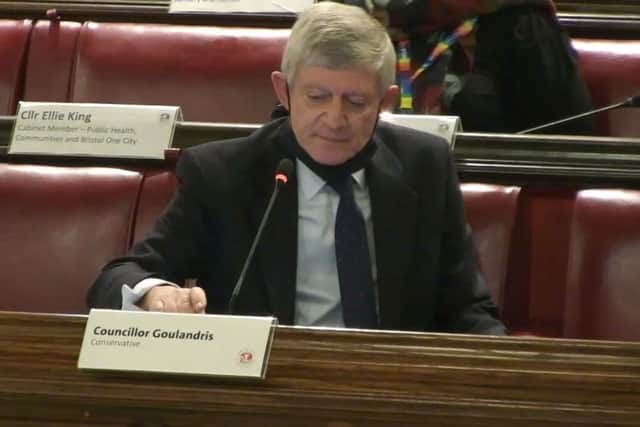 Bristol City Council Cllr John Goulandris at resources scrutiny commission on Tuesday, January 25.