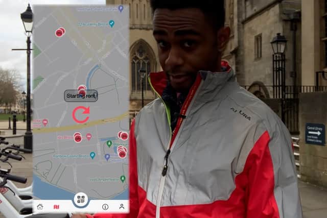 The app shows where bikes are located for hire