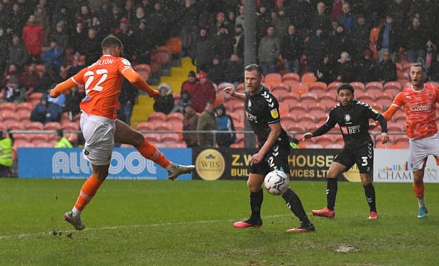 <p>CJ Hamilton strikes the opener for Blackpool in a miserable day for Bristol City</p>