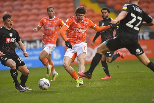 Blackpool’s Josh Bowler adds a third goal against a poor Bristol City