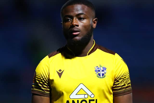 Sutton United’s star man is David Ajiboye, who has seven goals this season. (Photo by Jacques Feeney/Getty Images)