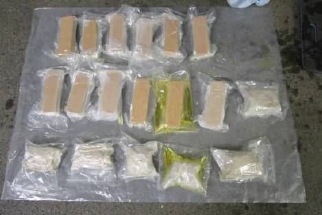 The 18-wraps of heroin that were discovered in Whyatts’s car at the UK border.