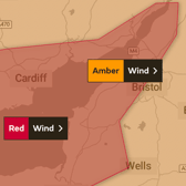 The Met Office weather warning split between amber and red in Bristol (The Met Office)