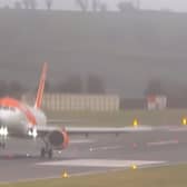 EasyJet flight from Geneva lands at Bristol Airport in Storm Eunice