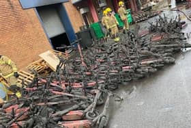 The aftermath of a huge fire at a Voi depot in Brislington in January.