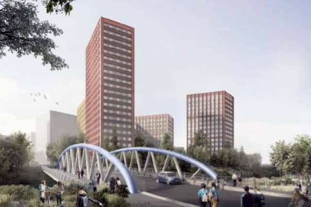 Artist impression of the tower blocks approved for Bristol University’s Temple Quarter campus near Bristol Temple Meads as part of plans for the quarter