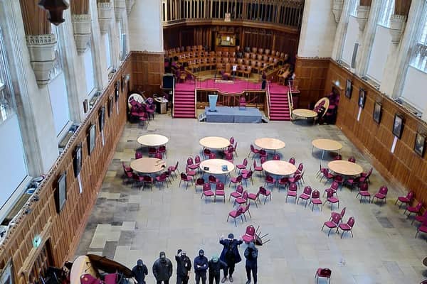Students occupy the Great Hall in the Wills Memorial Building. Credit: Jakob Vinther
