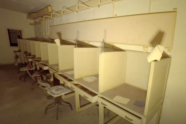 Office cubicles inside the bunker. 