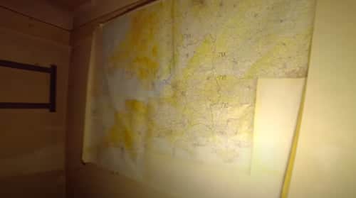 A dog-eared map on one of the walls inside