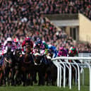 Runners and Riders pass the Main Stand during the Pertemps Network Final Handicap Hurdle at Cheltenham Racecourse on March 15, 2018 in Cheltenham, England.  (Photo by Michael Steele/Getty Images)