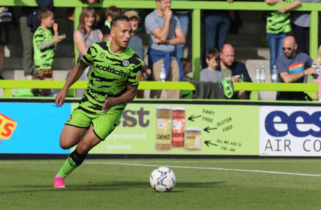 <p>Kane Wilson of Forest Green Rovers in action.</p>