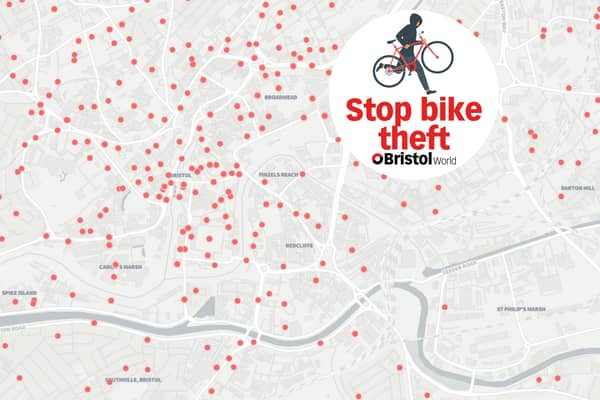 Street-level figures for 2021 show where bike thefts took place in Bristol