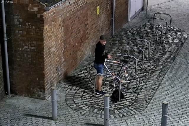 Ryan Hack caught on CCTV removing a lock to a bike at Millennium Square in Bristol